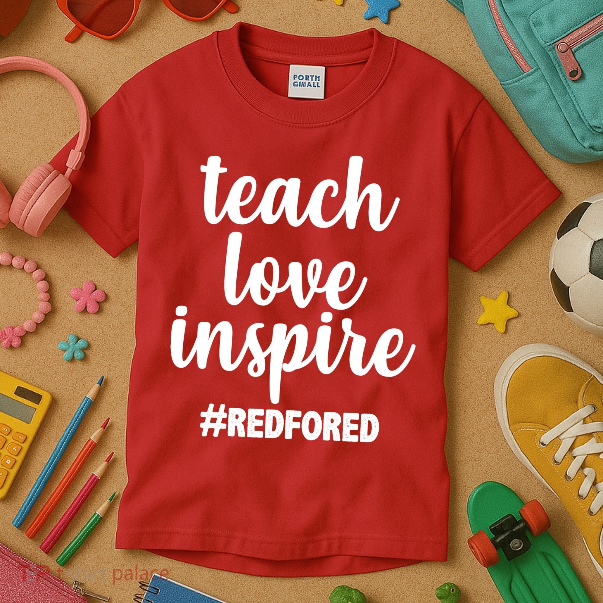 Teach Love Inspire Red For Ed Kids T-Shirt