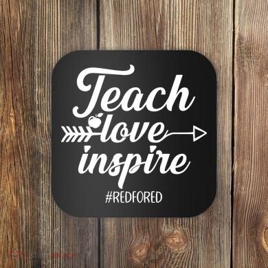 Teach Love Inspire Red For Ed1 Coaster