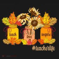 Teach Love Inspire Teacher Life Autumn season Button thumb 1