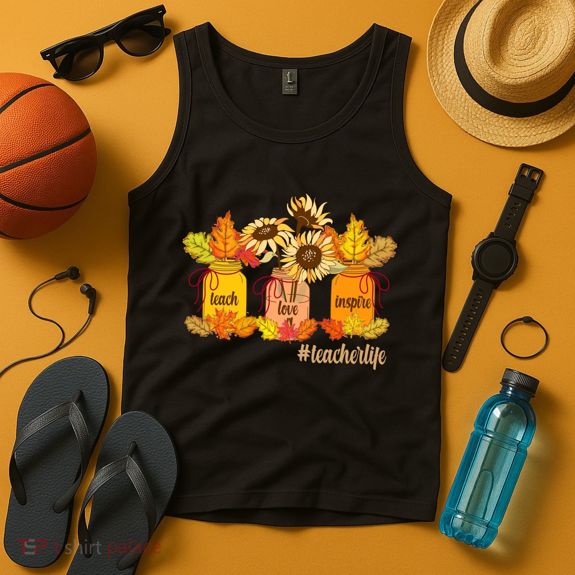 Teach Love Inspire Teacher Life Autumn season Tank Top