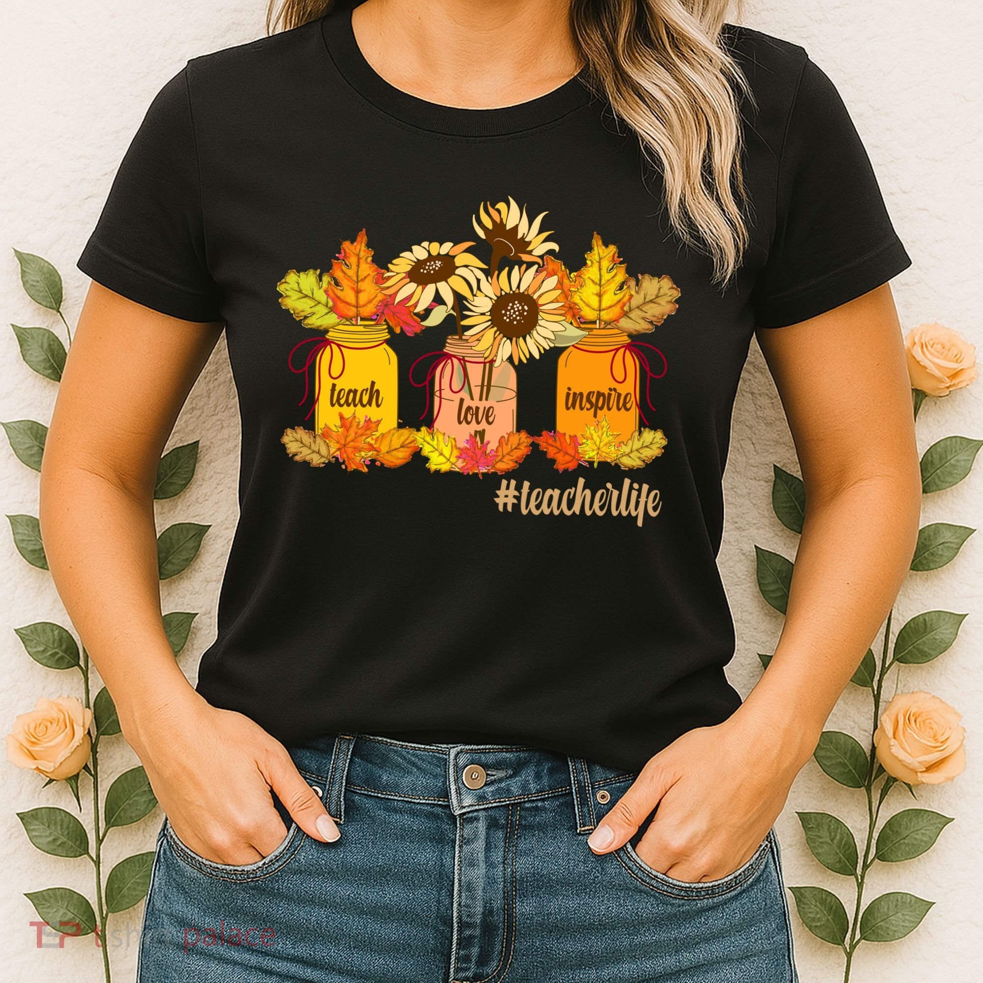 Teach Love Inspire Teacher Life Autumn season Women's T-Shirt