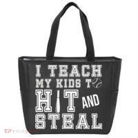 Teach My Kids To Hit And Steal Baseball Tote Bag thumb 0
