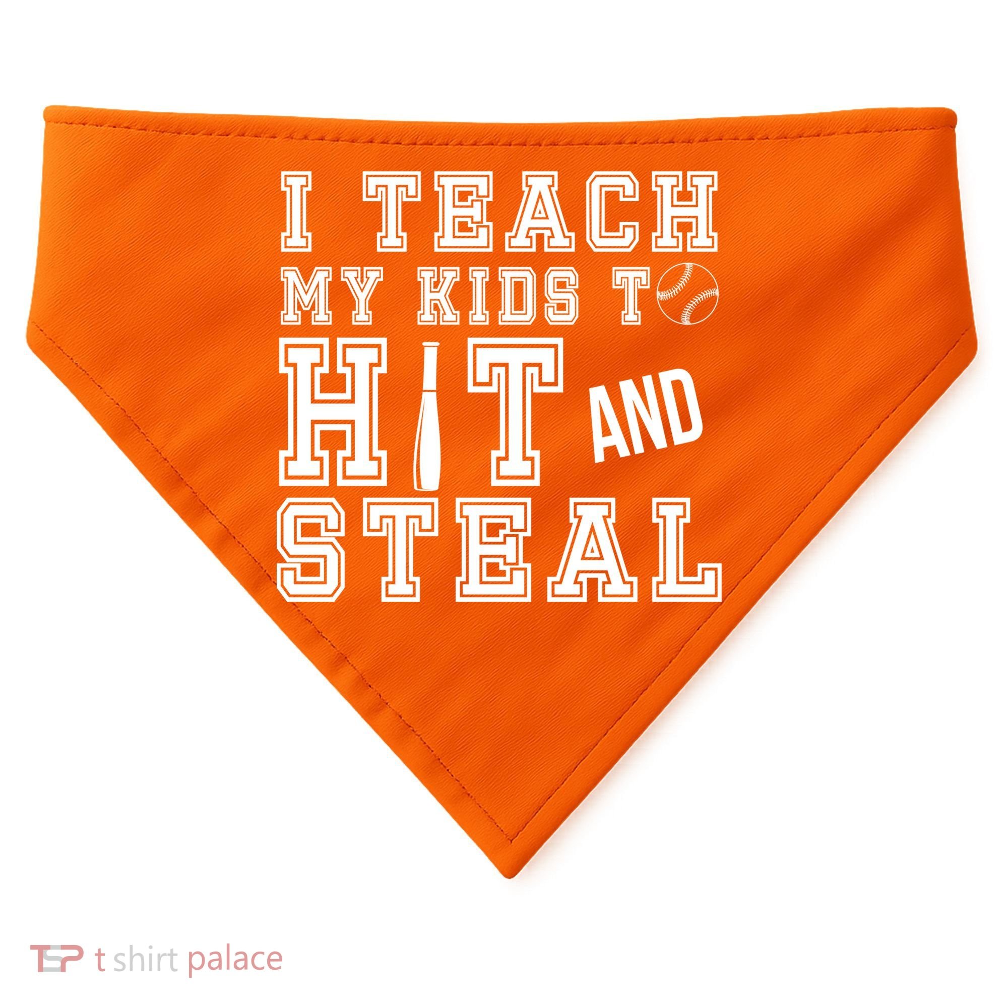 Teach My Kids To Hit And Steal Baseball USA-Made Doggie Bandana