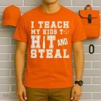 Teach My Kids To Hit And Steal Baseball T-Shirt thumb 6
