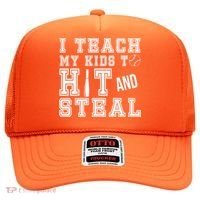 Teach My Kids To Hit And Steal Baseball Hat thumb 0
