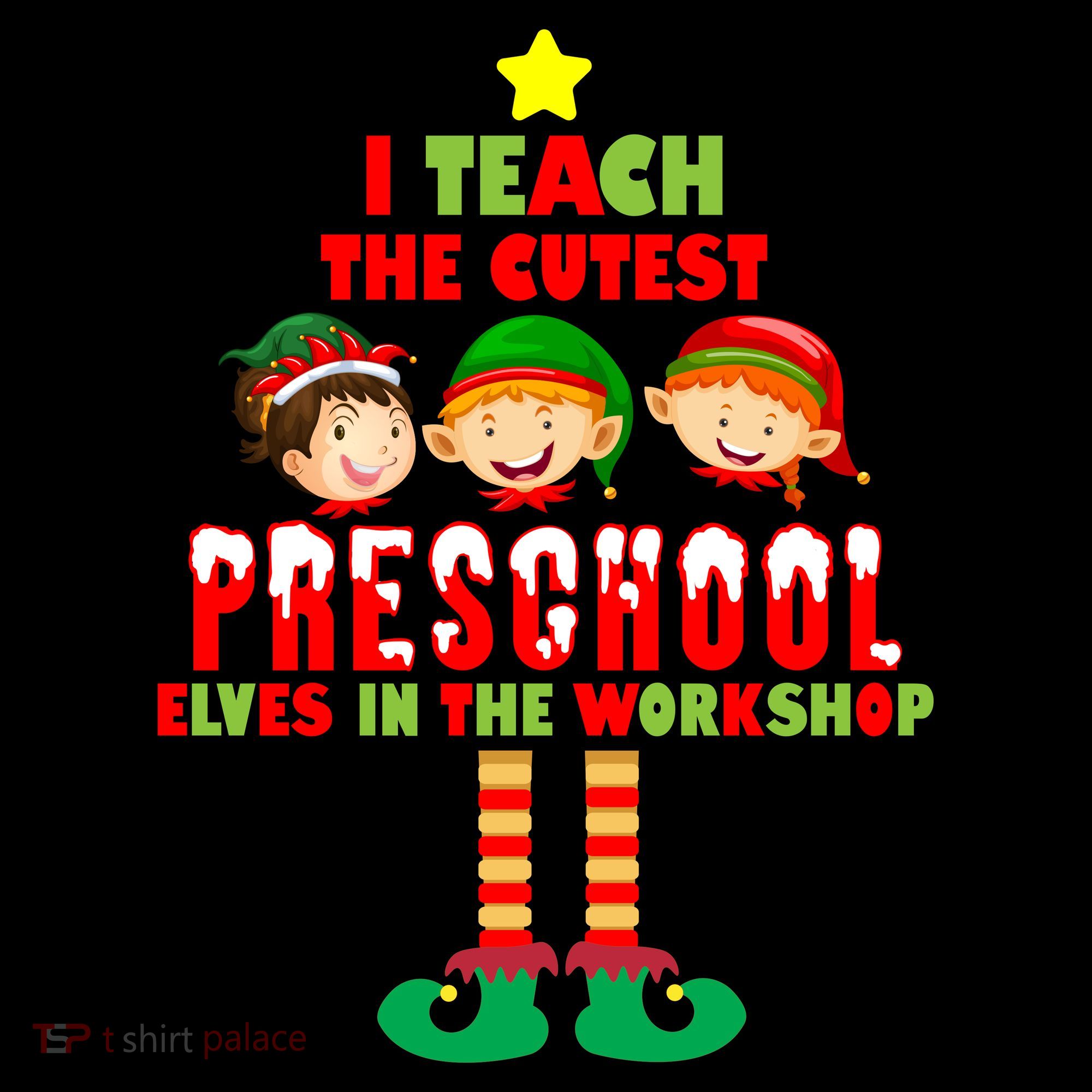 Teach The Cutest Elves Christmas Preschool Teacher Women's Hoodie