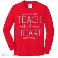 Teach With All Your Heart Kids Long Sleeve Shirt thumb 0