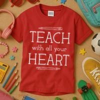 Teach With All Your Heart Kids T-Shirt thumb 3
