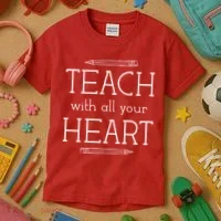 Teach With All Your Heart Kids T-Shirt thumb 3
