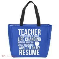 Teacher Because Life Changing Miracle Working Child Wrangler Resume Tote Bag thumb 0