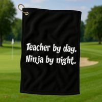 Teacher By Day Ninja By Night Golf Towel thumb 1