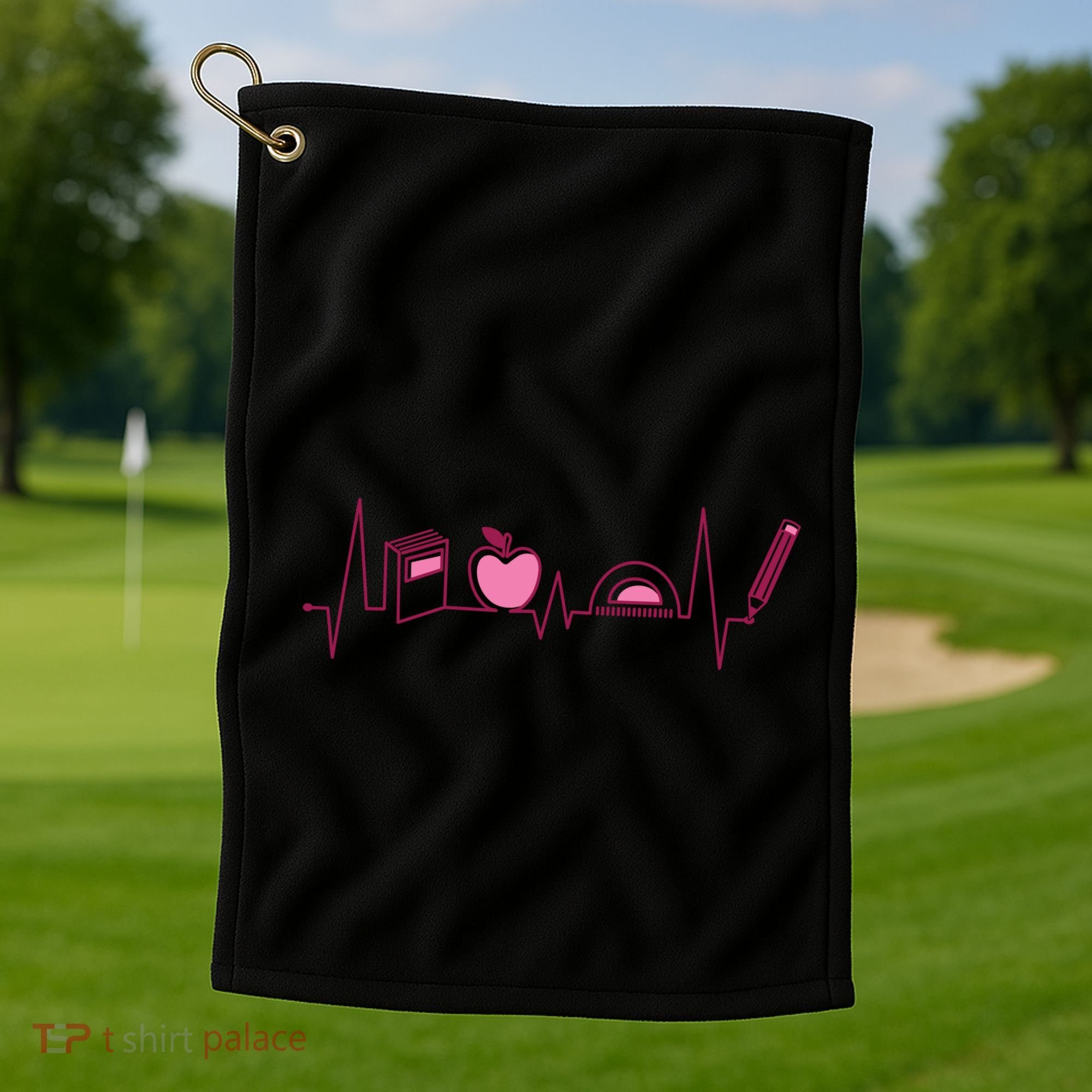 Teacher Heartbeat Golf Towel