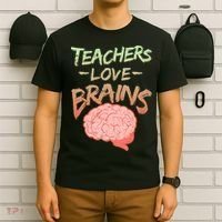 Teacher Loves Brains T-Shirt thumb 6