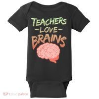 Teacher Loves Brains Baby Bodysuit thumb 0