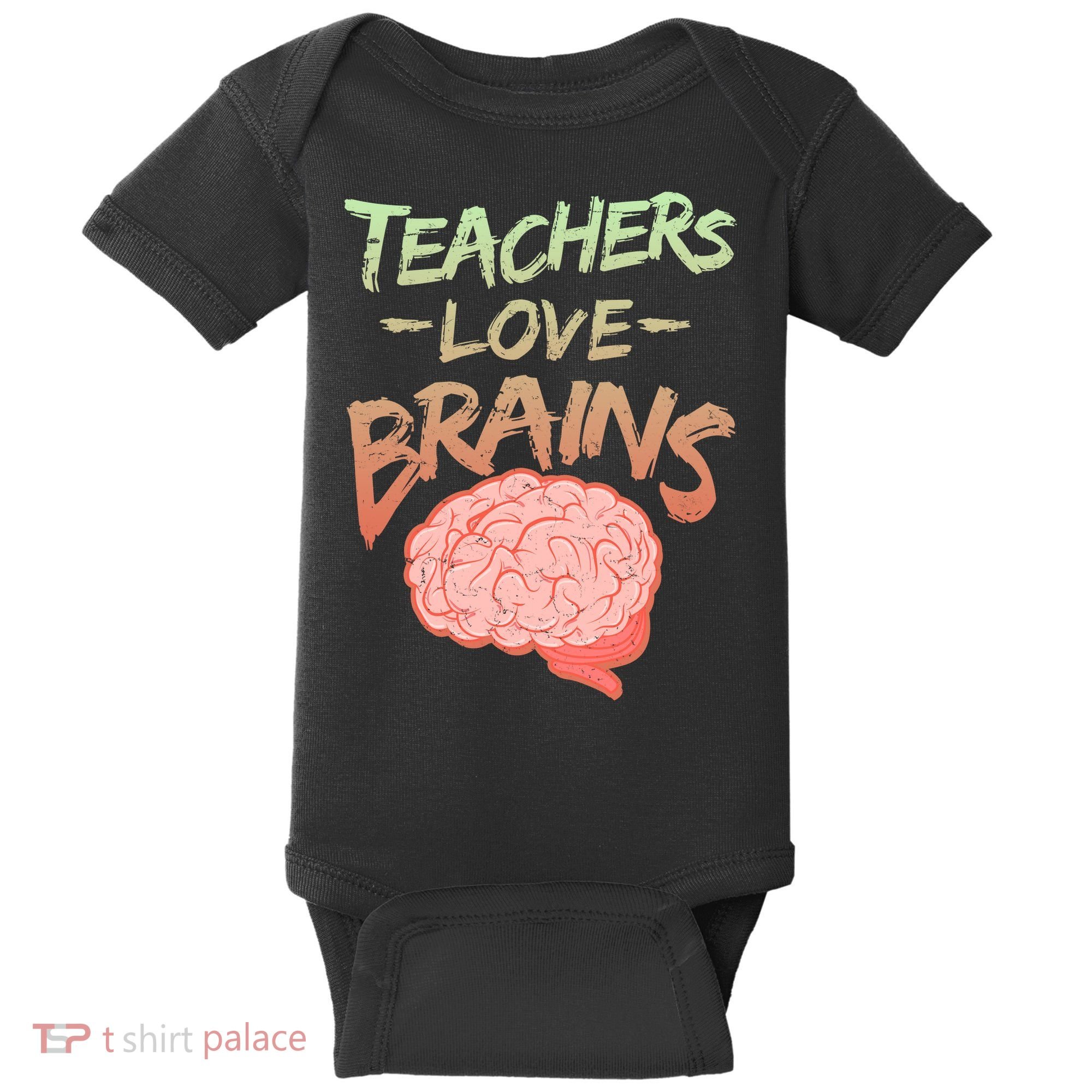 Teacher Loves Brains Baby Bodysuit