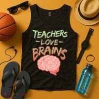 Teacher Loves Brains Tank Top thumb 4