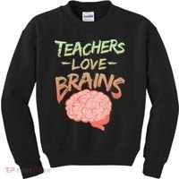 Teacher Loves Brains Kids Sweatshirt thumb 0