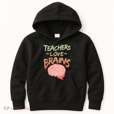 Teacher Loves Brains Kids Hoodie