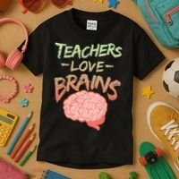 Teacher Loves Brains Kids T-Shirt thumb 3