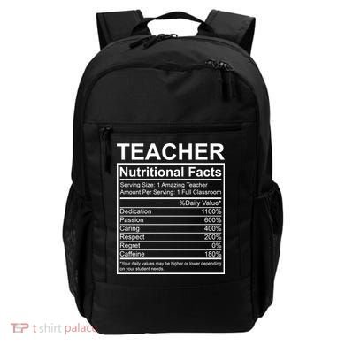 Teacher Nutritional Facts Backpack