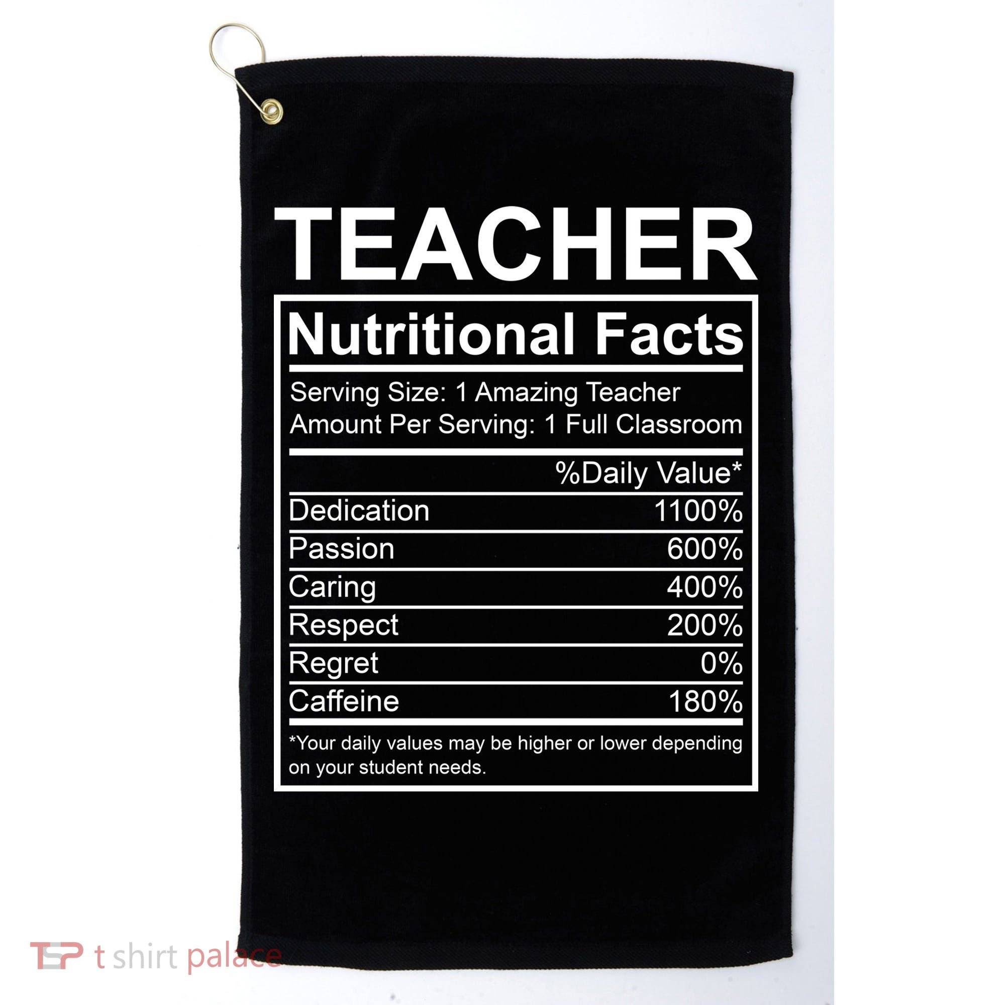 Teacher Nutritional Facts Golf Towel