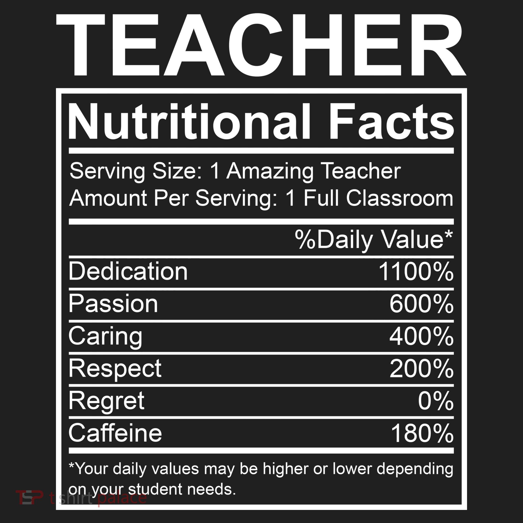 Teacher Nutritional Facts Golf Towel