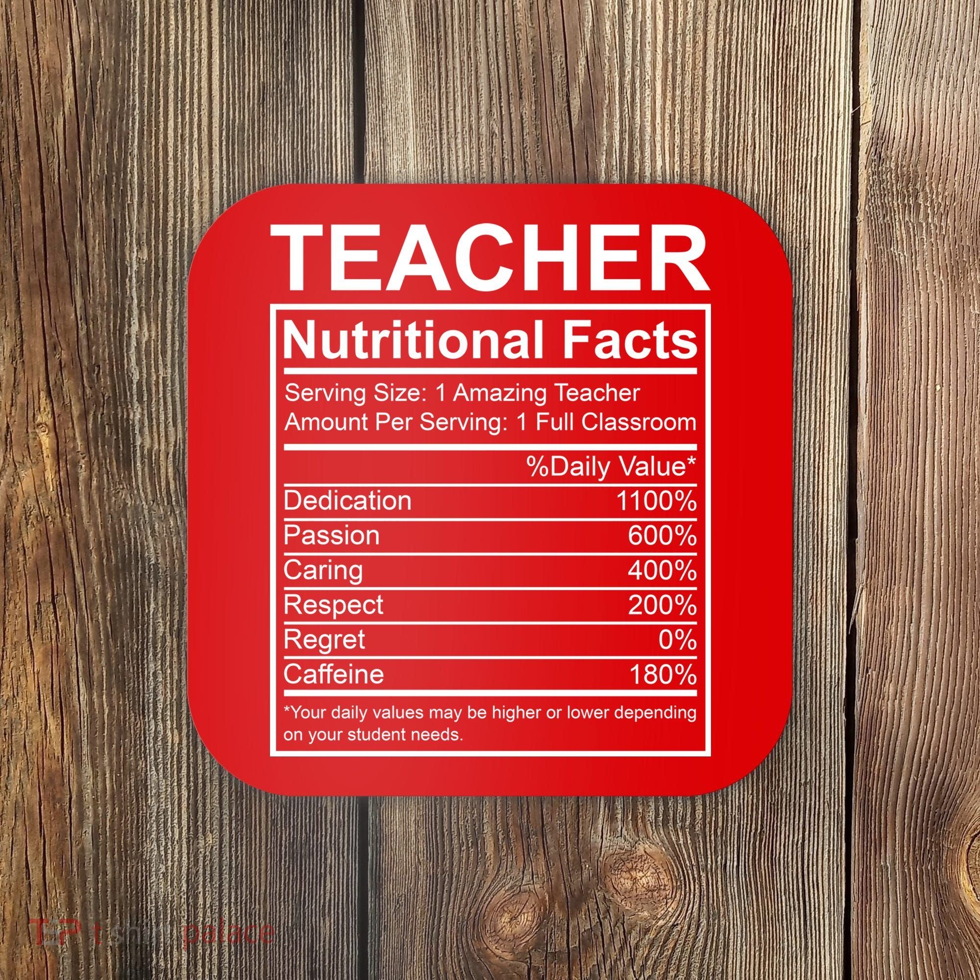 Teacher Nutritional Facts Coaster