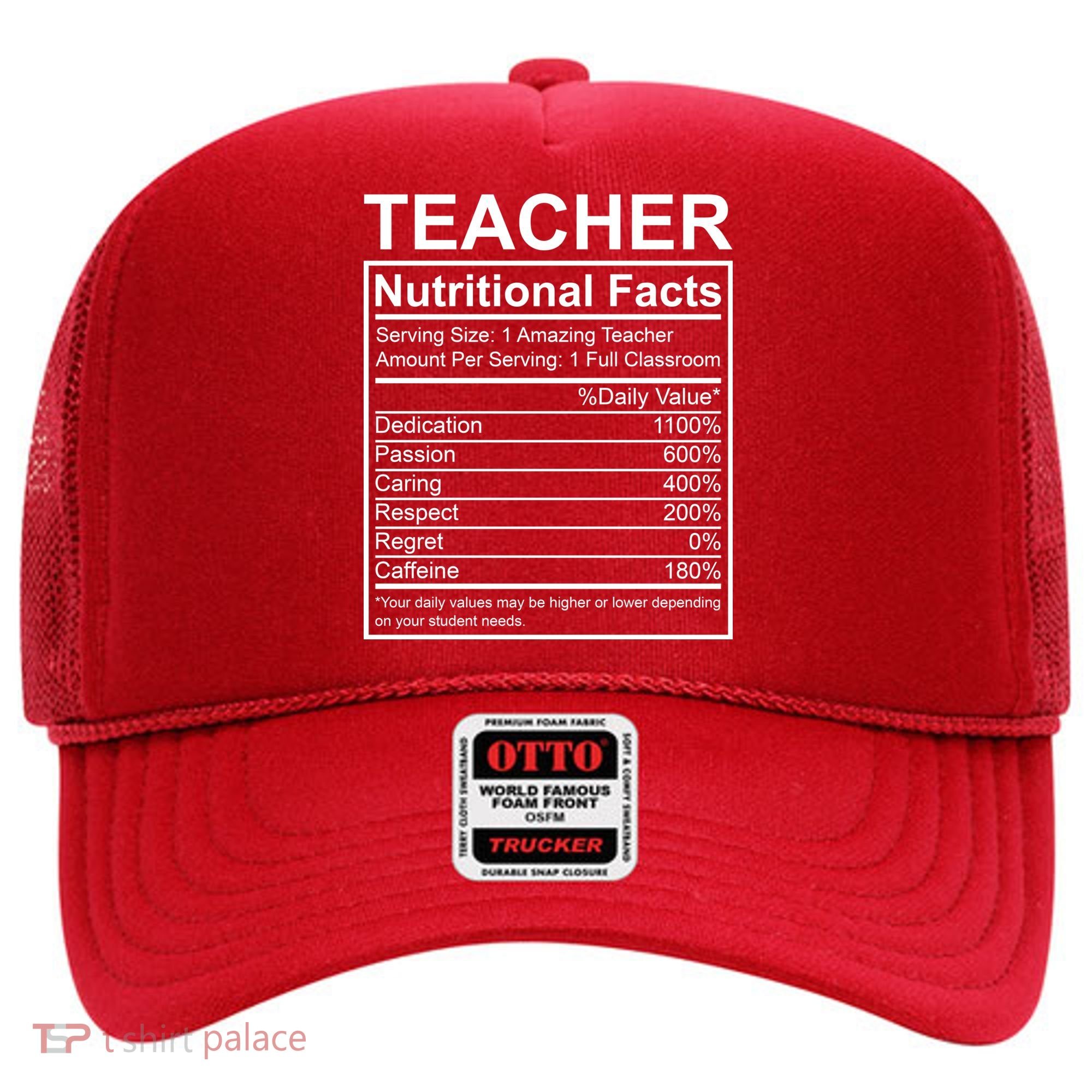 Teacher Nutritional Facts Hat