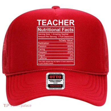 Teacher Nutritional Facts Hat