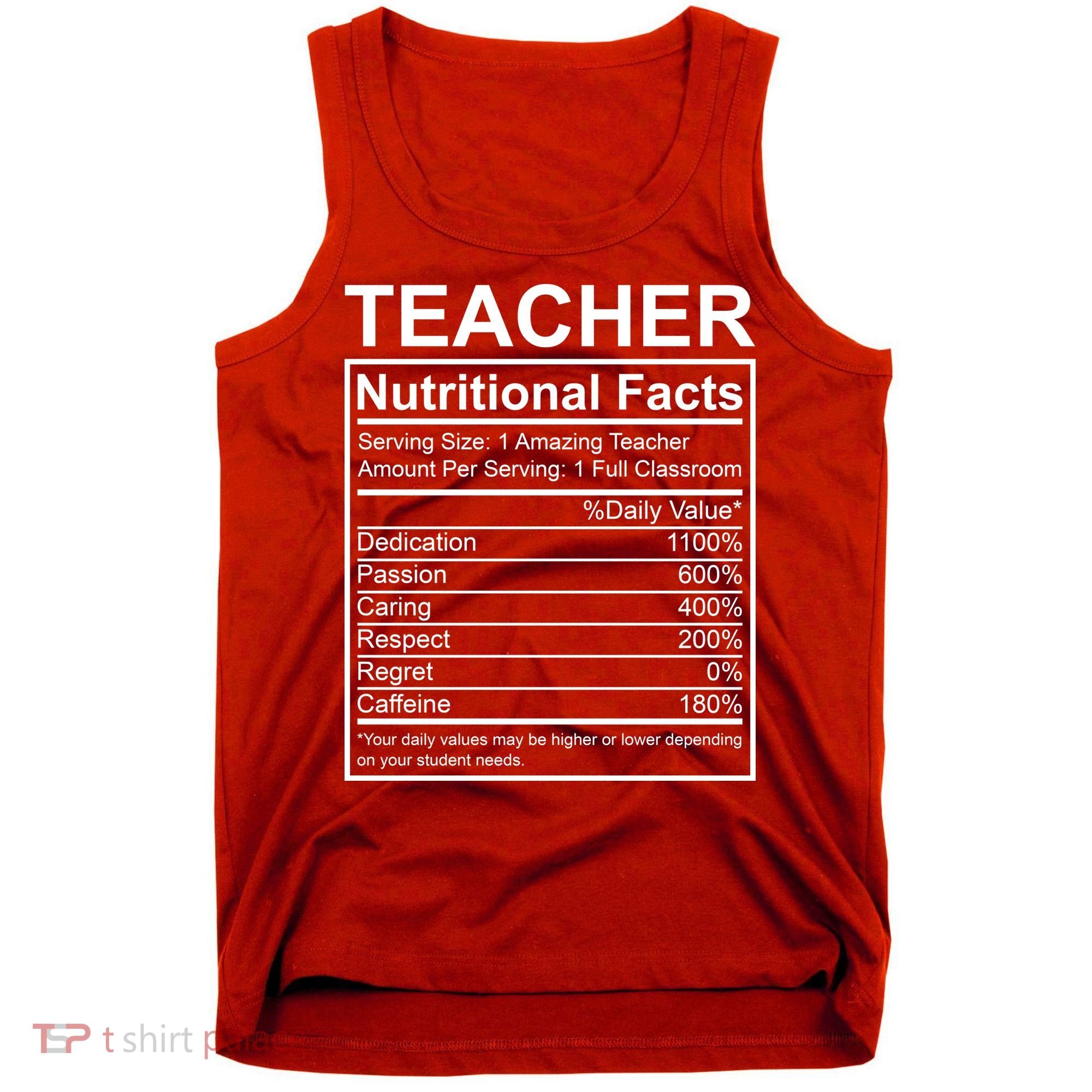 Teacher Nutritional Facts Tank Top