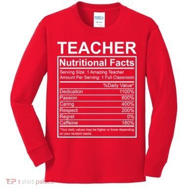 Teacher Nutritional Facts Kids Long Sleeve Shirt