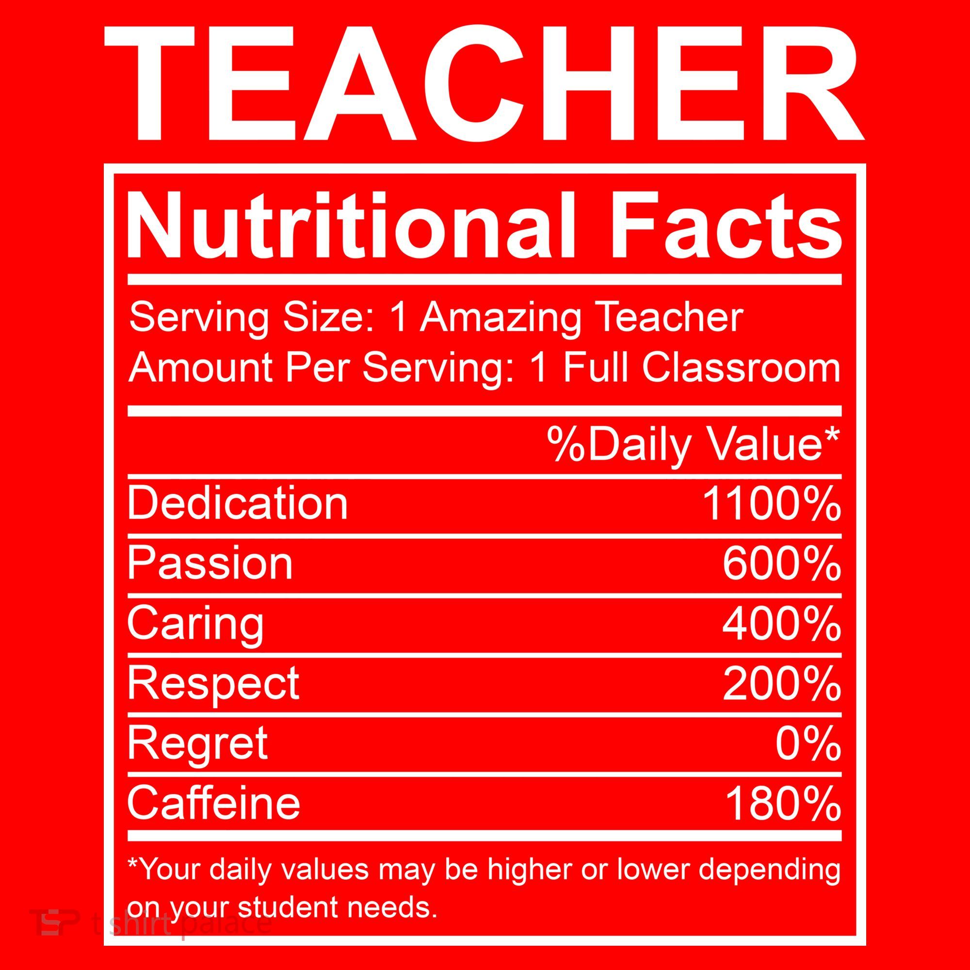 Teacher Nutritional Facts Kids T-Shirt