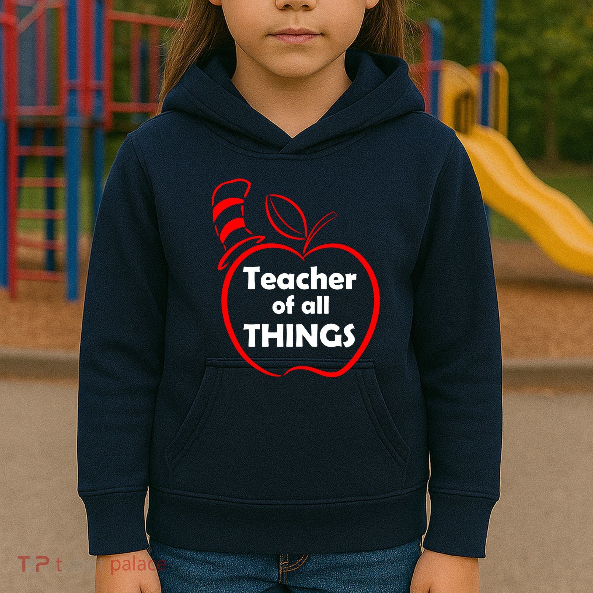 Teacher of All Things Apple Logo Kids Hoodie