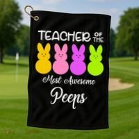 Teacher Of The Cutest Peeps Easter Bunny Golf Towel thumb 1