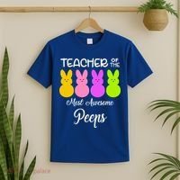 Teacher Of The Cutest Peeps Easter Bunny T-Shirt thumb 2
