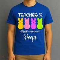 Teacher Of The Cutest Peeps Easter Bunny T-Shirt thumb 3