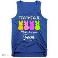 Teacher Of The Cutest Peeps Easter Bunny Tank Top thumb 0