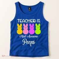 Teacher Of The Cutest Peeps Easter Bunny Tank Top thumb 2