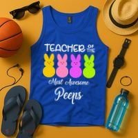 Teacher Of The Cutest Peeps Easter Bunny Tank Top thumb 4