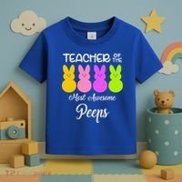 Teacher Of The Cutest Peeps Easter Bunny Toddler T-Shirt thumb 3