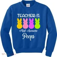 Teacher Of The Cutest Peeps Easter Bunny Kids Sweatshirt thumb 0