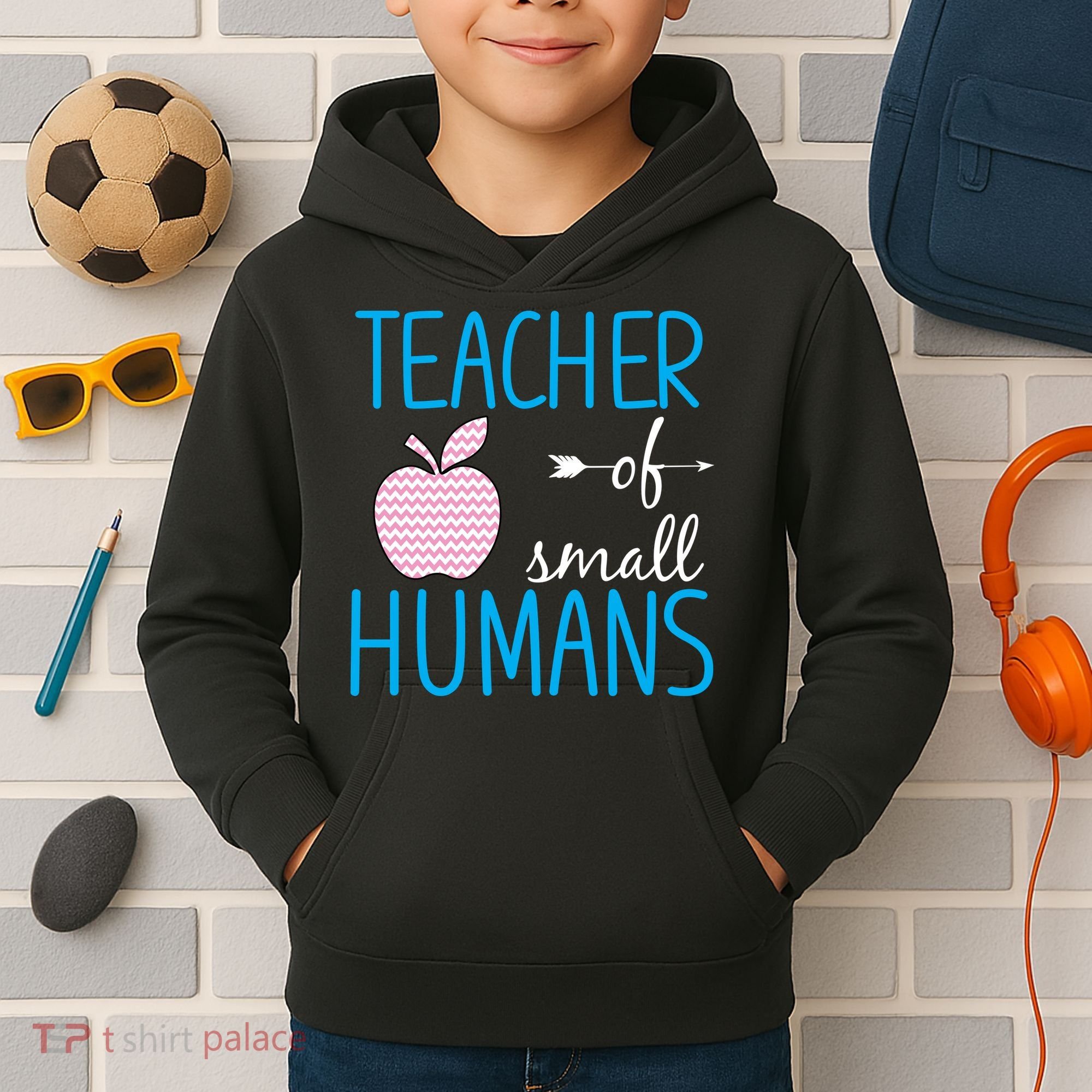 Teacher Of Tiny Humans Apple Kids Hoodie