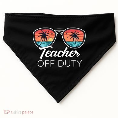 Teacher Off Duty Tropical Vacation USA-Made Doggie Bandana