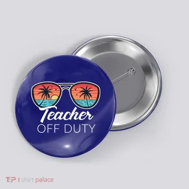 Teacher Off Duty Tropical Vacation Button