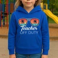 Teacher Off Duty Tropical Vacation Kids Hoodie thumb 3