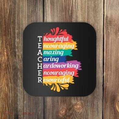 Teacher Rainbow Quote Coaster