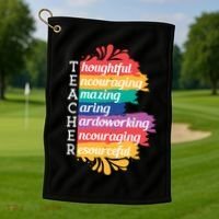 Teacher Rainbow Quote Golf Towel thumb 1