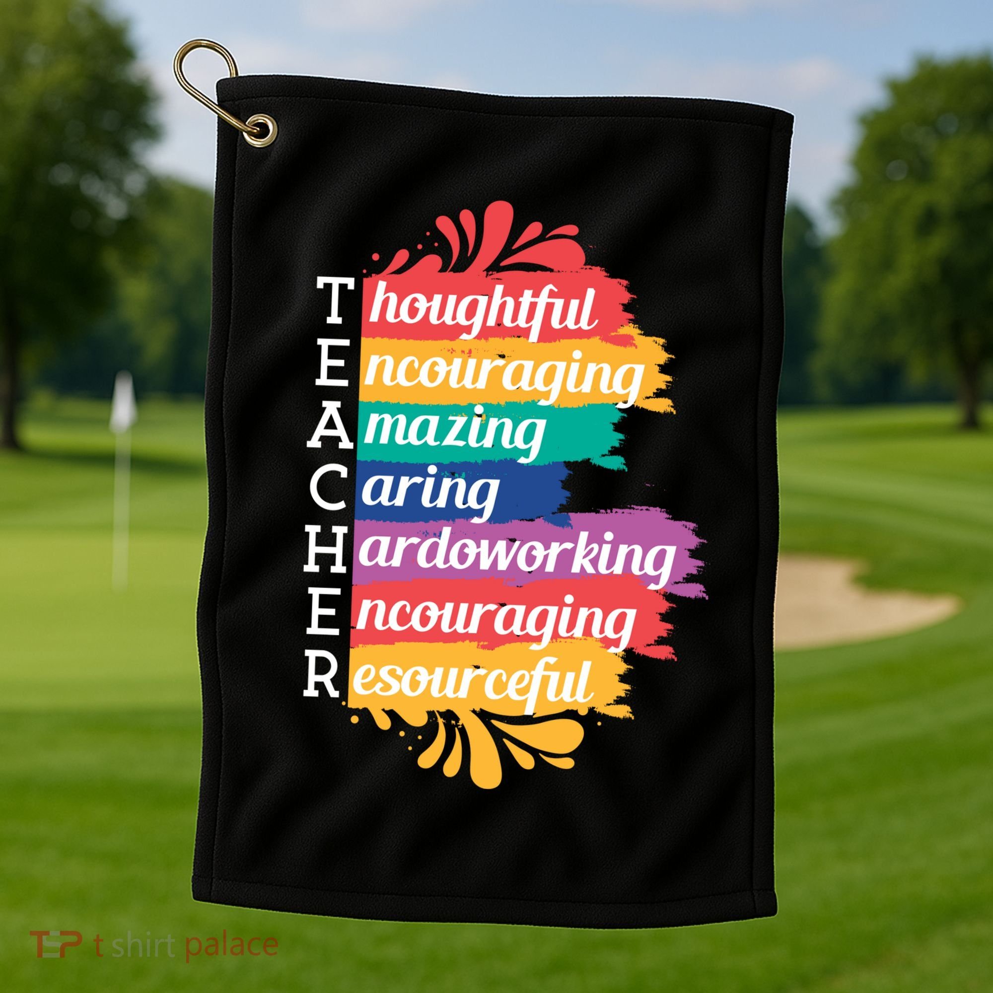 Teacher Rainbow Quote Golf Towel