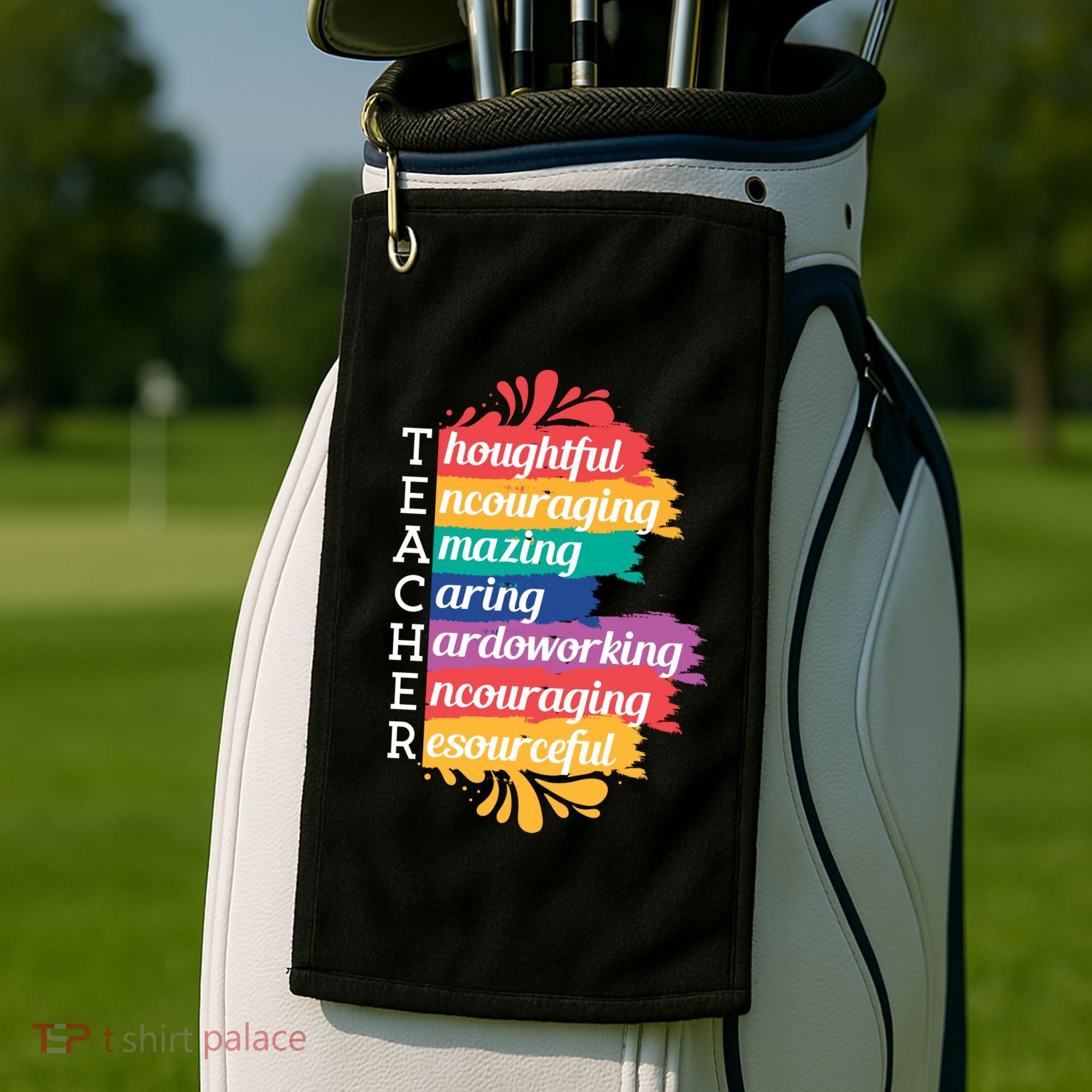 Teacher Rainbow Quote Golf Towel