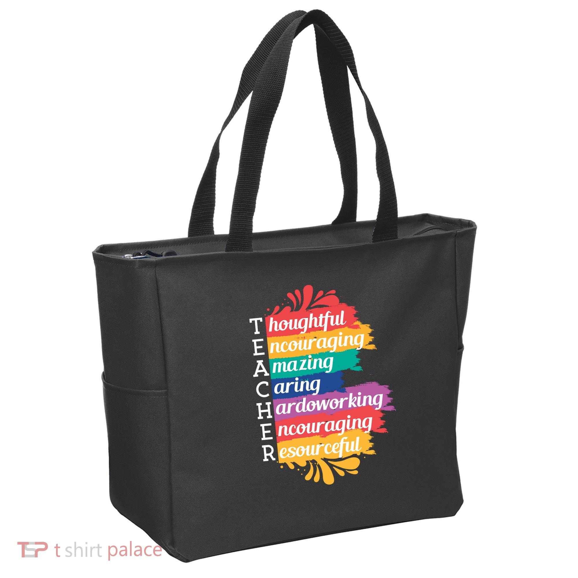 Teacher Rainbow Quote Tote Bag